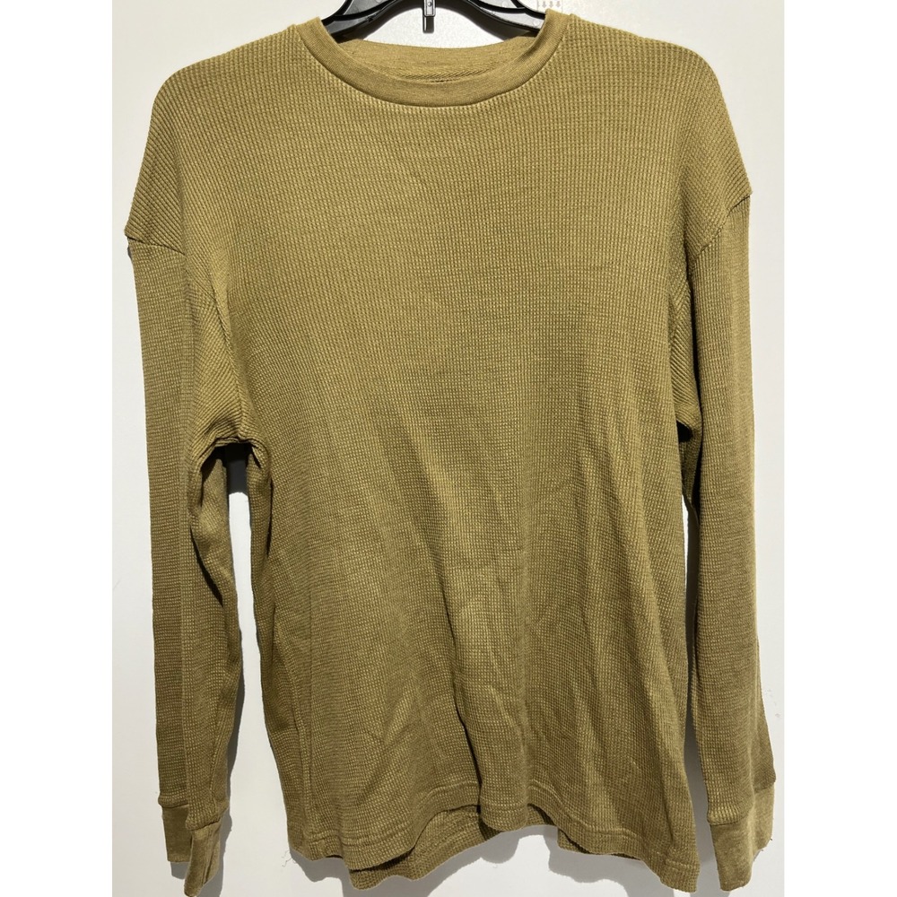 Vertical Sport Mens XXL Olive Waffle Knit Thermal Long Sleeve Crew Neck Shirt